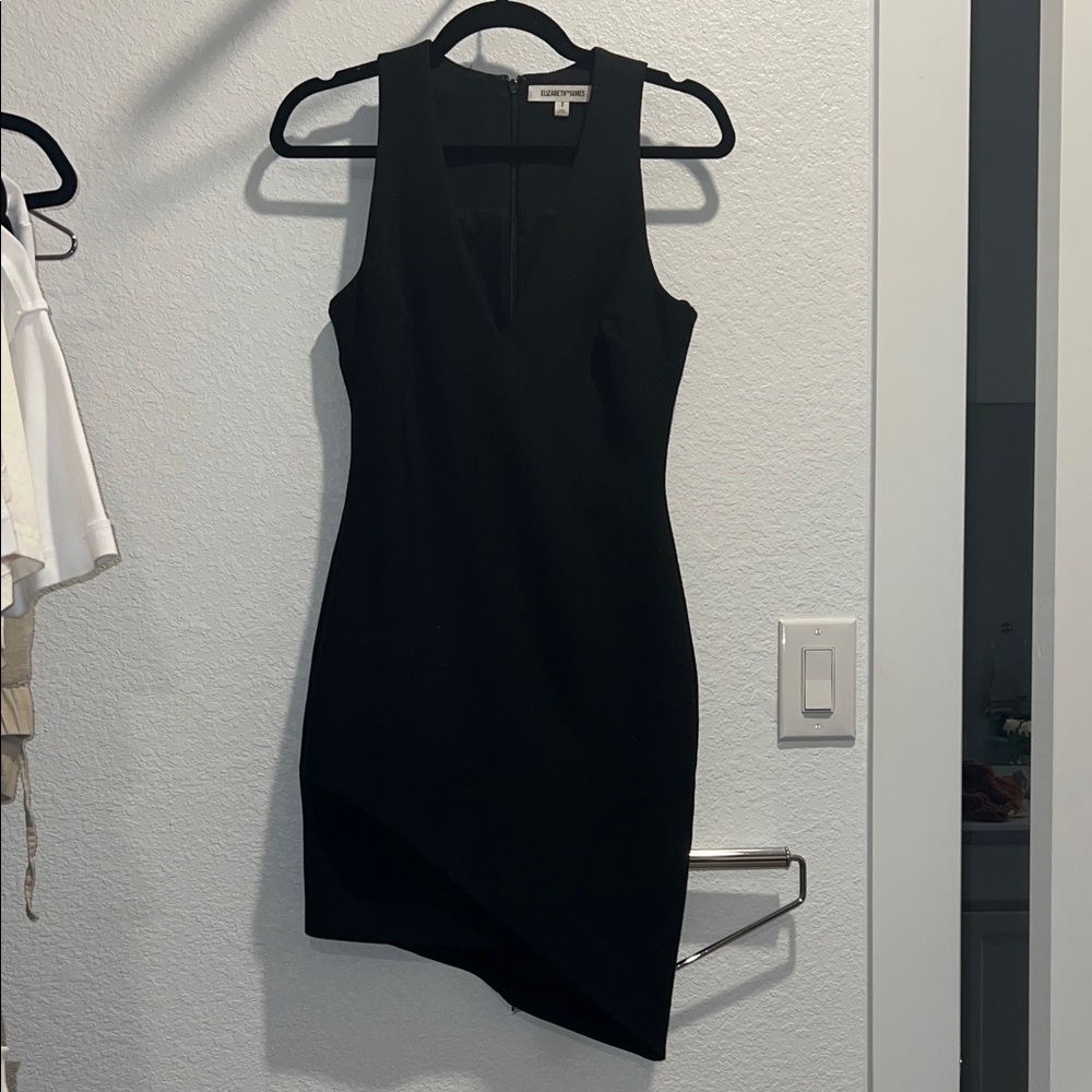 Elizabeth and James Sleek Black Asymmetrical Dress